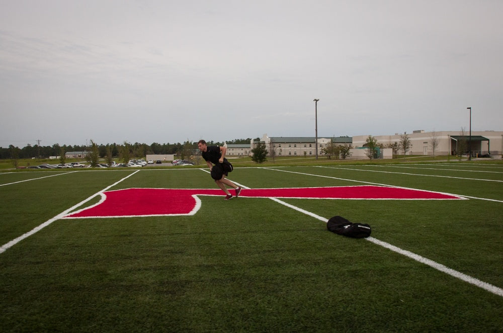 Special Forces soldier performing sprint and change-of-direction training
