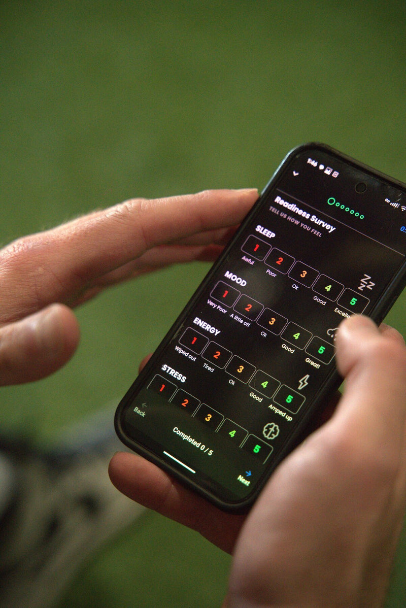 TrainHeroic readiness survey displayed on a phone